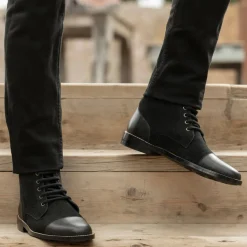 Knight Derby Hybrid Black Leather Boots - StudGuard