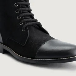Knight Derby Hybrid Black Leather Boots - StudGuard