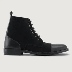 Knight Derby Hybrid Black Leather Boots - StudGuard