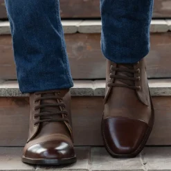 Knight Derby Hybrid Brown Leather Boots - StudGuard