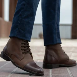 Knight Derby Hybrid Brown Leather Boots - StudGuard