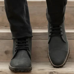 Knight Derby Matte Black Pullup Leather Boots - TerraGrip
