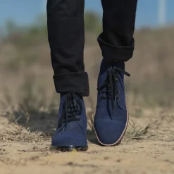 Knight Derby Midnight Blue Suede Leather Boots