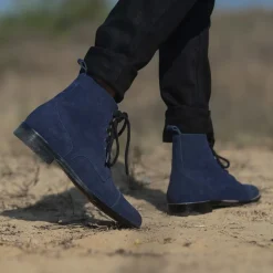 Knight Derby Midnight Blue Suede Leather Boots