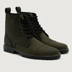 Knight Derby Olive Green Pullup Leather Boots - TerraGrip