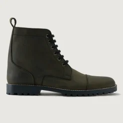 Knight Derby Olive Green Pullup Leather Boots - TerraGrip