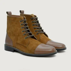 Knight Derby Tan & Brown Leather Boots - StudGuard