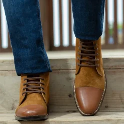 Knight Derby Tan & Brown Leather Boots - StudGuard