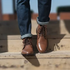 Knight Derby Tan Leather Boots