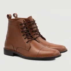 Knight Derby Tan Leather Boots