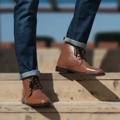 Knight Derby Tan Leather Boots
