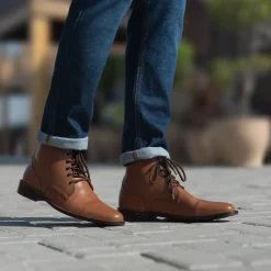 Knight Derby Tan Leather Boots