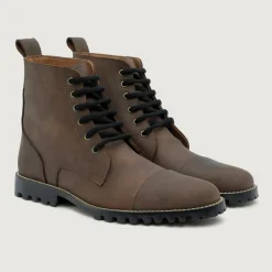 Knight Derby Waxed Brown Pullup Leather Boots - TerraGrip
