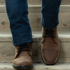 Knight Derby Waxed Brown Pullup Leather Boots - TerraGrip