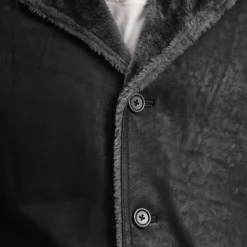 Kolby Distressed Black Leather Shearling Coat