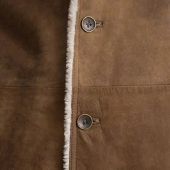 Kolby Distressed Brown Leather Shearling Coat