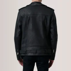 Kole Distressed Black Leather Double Rider Jacket
