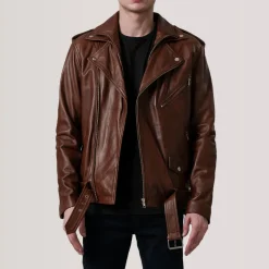 Kole Waxed Brown Leather Double Rider Jacket