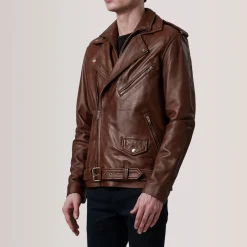 Kole Waxed Brown Leather Double Rider Jacket