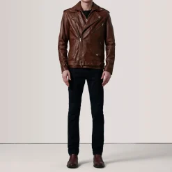 Kole Waxed Brown Leather Double Rider Jacket