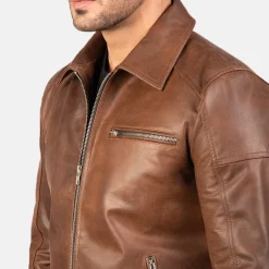 Lavendard Brown Leather Biker Jacket