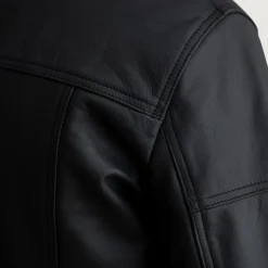 Lavendard Matte Black Leather Biker Jacket