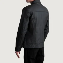 Lavendard Matte Black Leather Biker Jacket