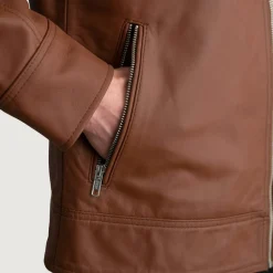 Lavendard Matte Brown Leather Biker Jacket