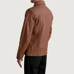 Lavendard Matte Brown Leather Biker Jacket