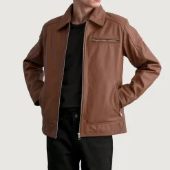 Lavendard Matte Brown Leather Biker Jacket