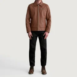 Lavendard Matte Brown Leather Biker Jacket