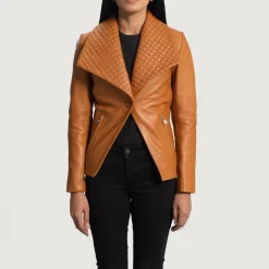 Lee Tan Brown Leather Blazer