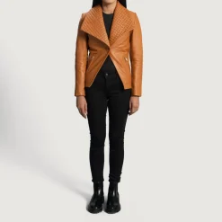 Lee Tan Brown Leather Blazer