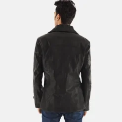 Leo Black Leather Coat