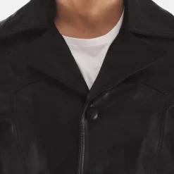 Leo Black Leather Coat