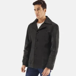 Leo Black Leather Coat