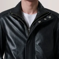 Lester Black Leather Bomber Jacket