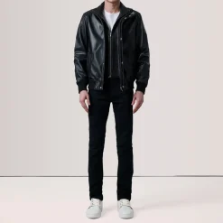 Lester Black Leather Bomber Jacket