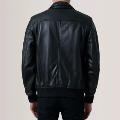 Lester Black Leather Bomber Jacket