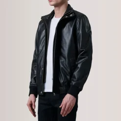Lester Black Leather Bomber Jacket