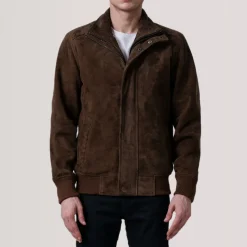 Lester Brown Suede Bomber Jacket