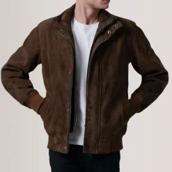Lester Brown Suede Bomber Jacket