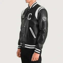 Liberte California Black Leather Varsity Jacket