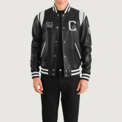 Liberte California Black Leather Varsity Jacket