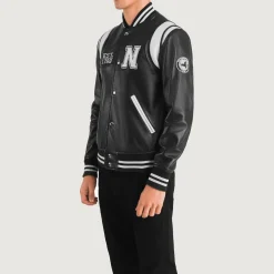Liberte New York Black Leather Varsity Jacket