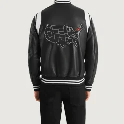 Liberte New York Black Leather Varsity Jacket