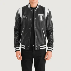 Liberte Texas Black Leather Varsity Jacket
