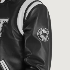 Liberte Texas Black Leather Varsity Jacket