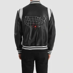 Liberte Texas Black Leather Varsity Jacket