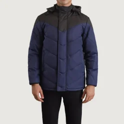 Luka Black & Blue Hooded Puffer Jacket